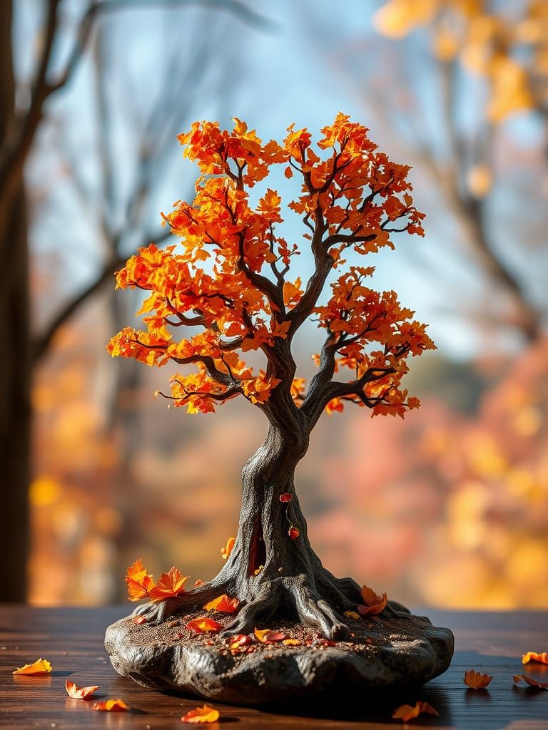 Resin Cast Tree in Autumn Colors