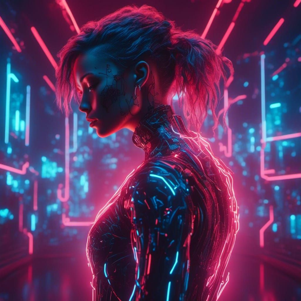 Cyberpunk Woman in Atmospheric Sci-Fi Film Still