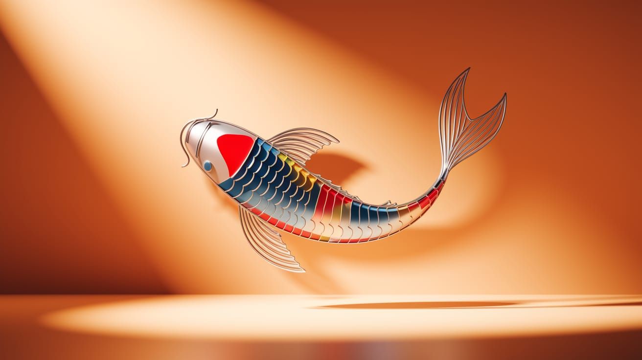Streamlined Koi Fish Logo in Minimalist 3D Style