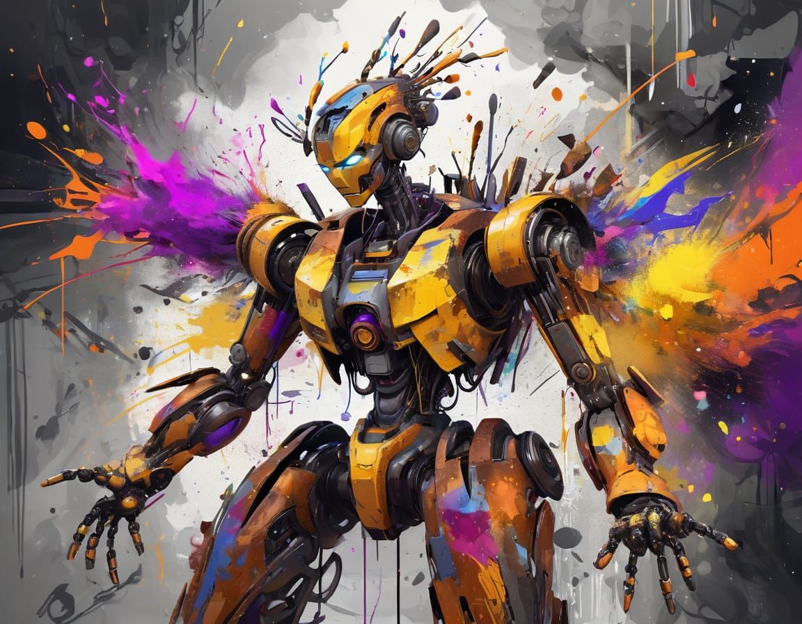 Robot Protector: Abstract Digital Art Masterpiece