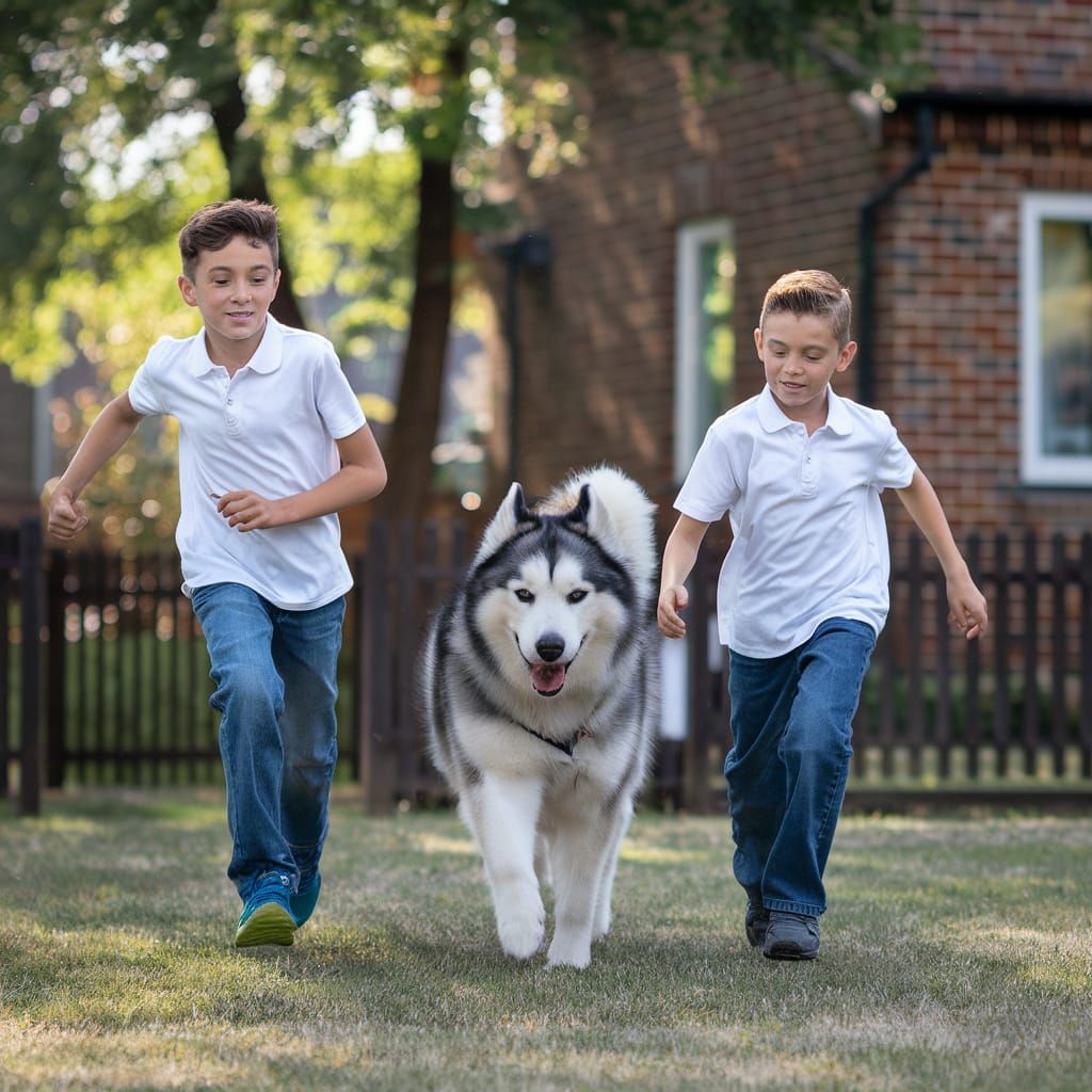 Bingo Card Featuring Alaskan Malamute and Boys
