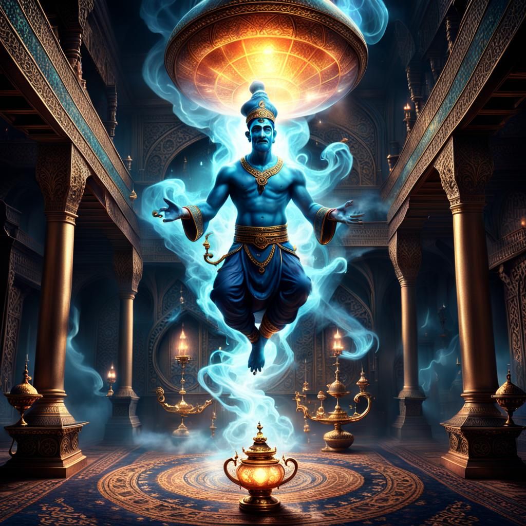 Genie Appears from Magic Lamp: Digital Matte Painting