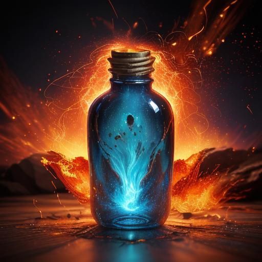 Firestorm in a Bottle: Hyperrealistic Splash Art