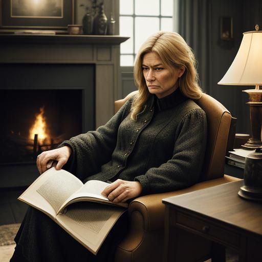 Cozy Reading by Firelight: Cinematic Still