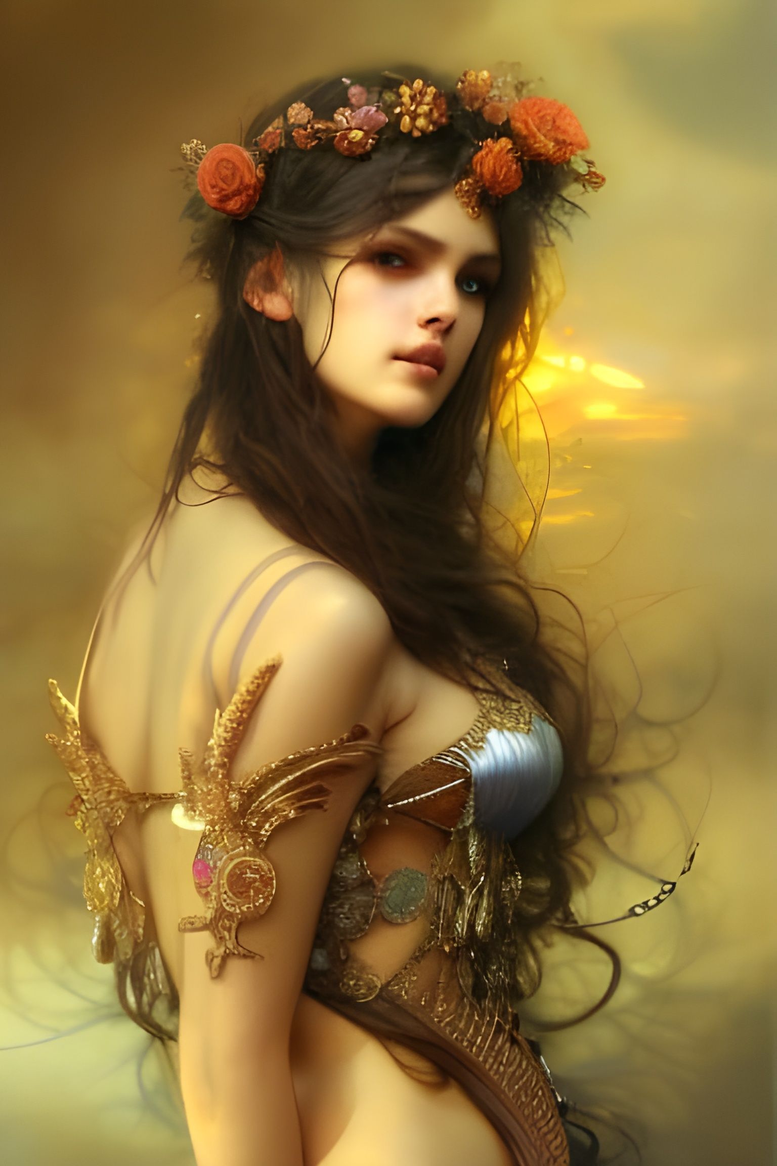 Radiant Sun Woman Portrait in Hyperrealistic Style