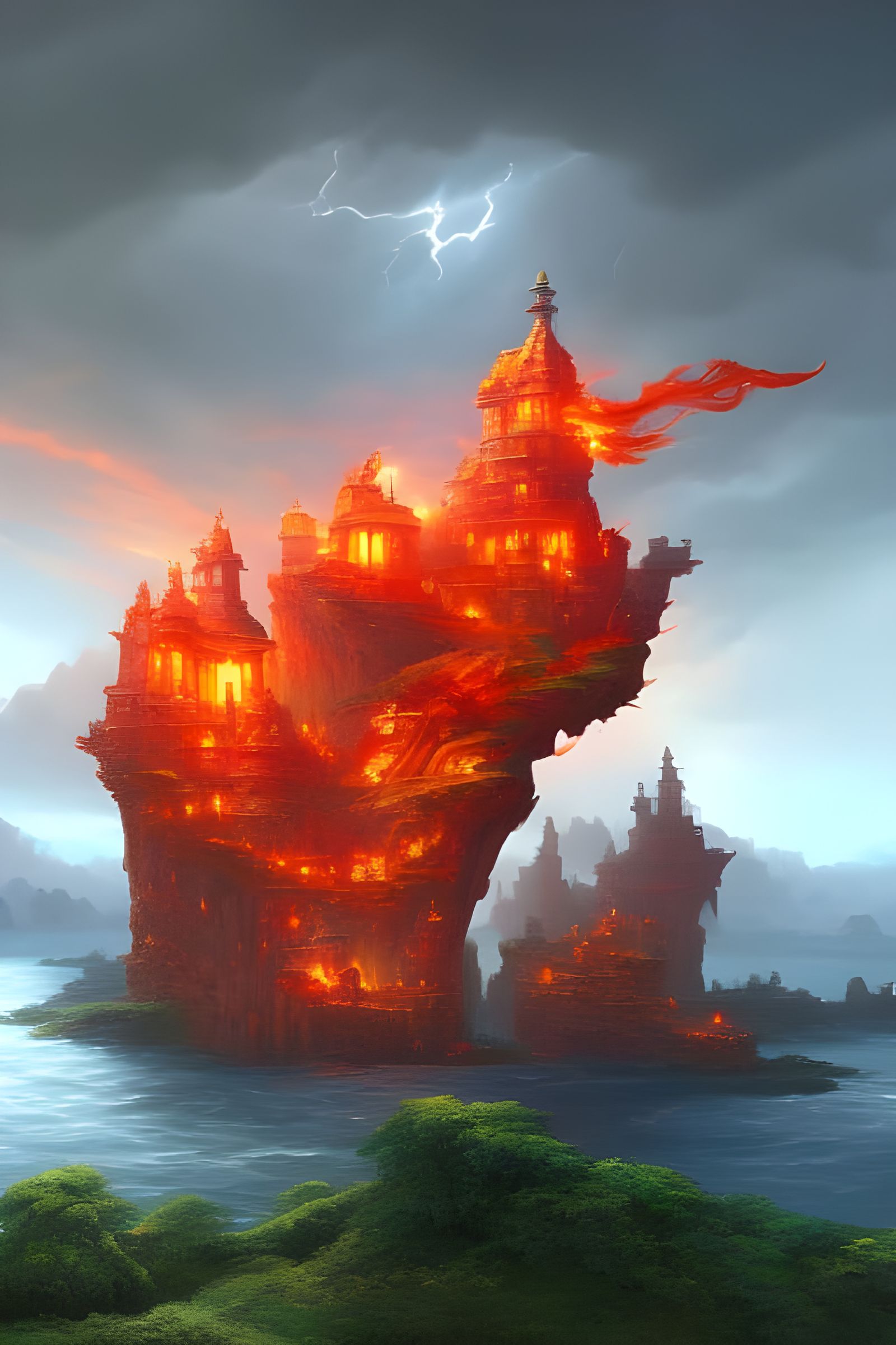 Golden Lightning Storm Over Cornfields: A Romantic Landscape