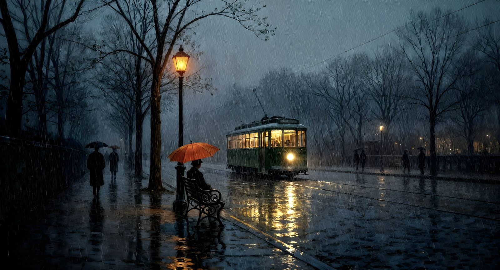 Misty Street at Dusk in 19th-Century Realism Style