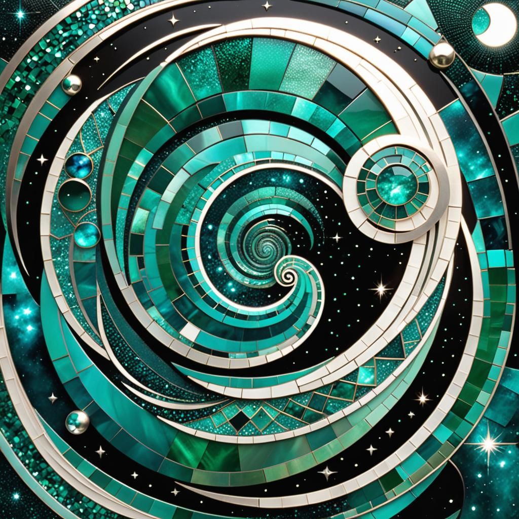 Celestial Mosaic in Art Deco Style