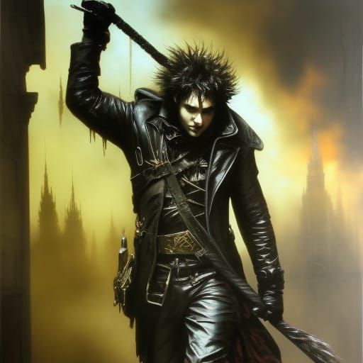 Sinister Young Man with Dark Spirits in Horror Art