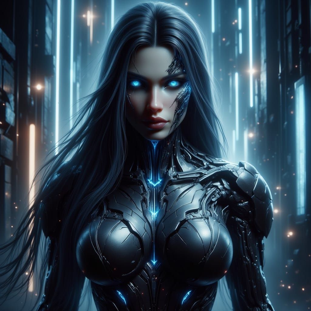 Cybernetic Goddess in Dark, Tactical Armor