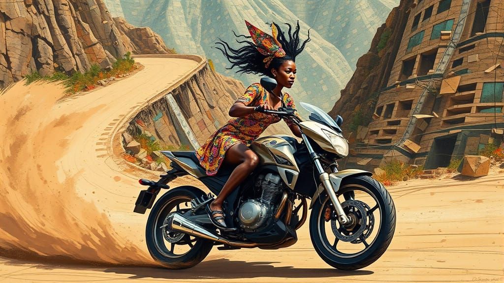 Young Woman in Motion, African and Asian Influences