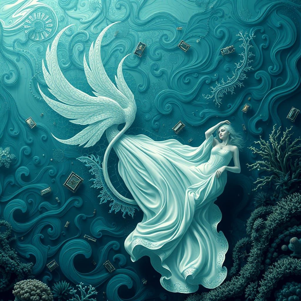 Drowned Angel in Abstract Vector Fractal Style