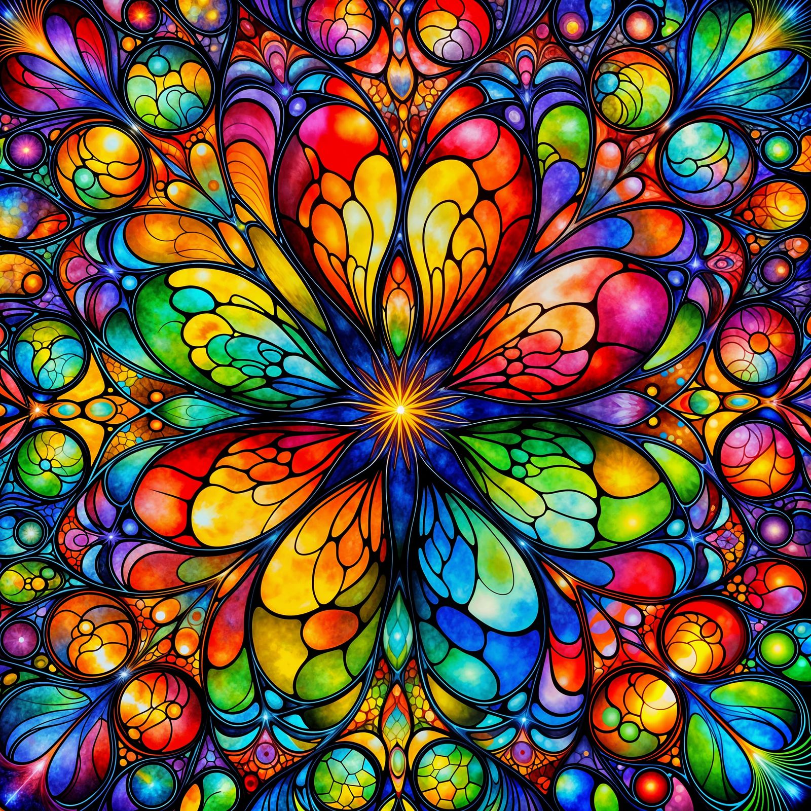 Kaleidoscopic Art with Alcohol Water Glasses