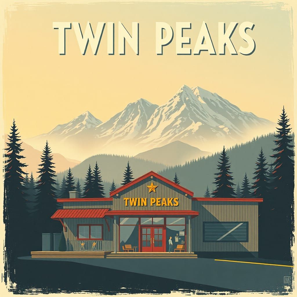 Twin Peaks Sheriff: Retro Travel Poster in Pastel