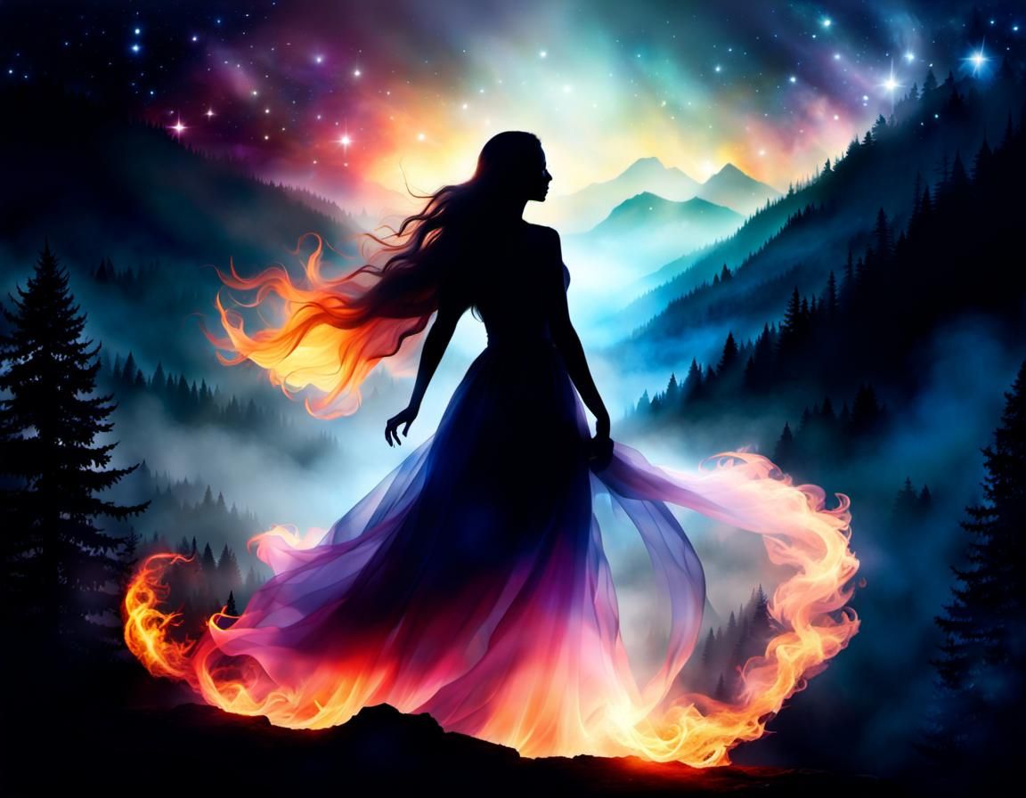 Ethereal Dancer in a Mystical Landscape