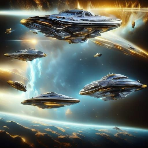 Colossal Futuristic Spaceship in Deep Space Nebula