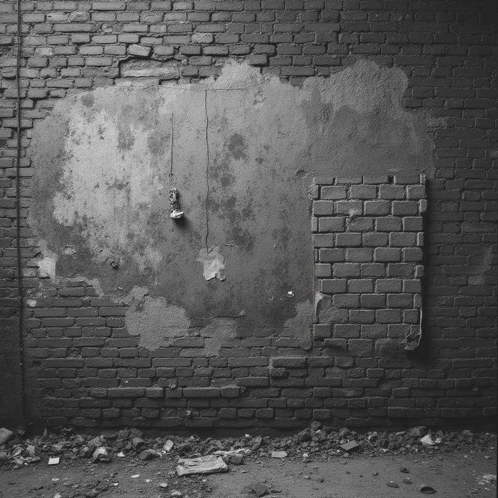 Gritty Urban Brick Wall in Black and White