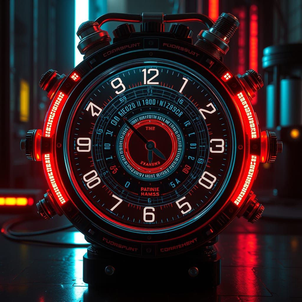 Cyberpunk Steampunk Doomsday Clock Counts Down