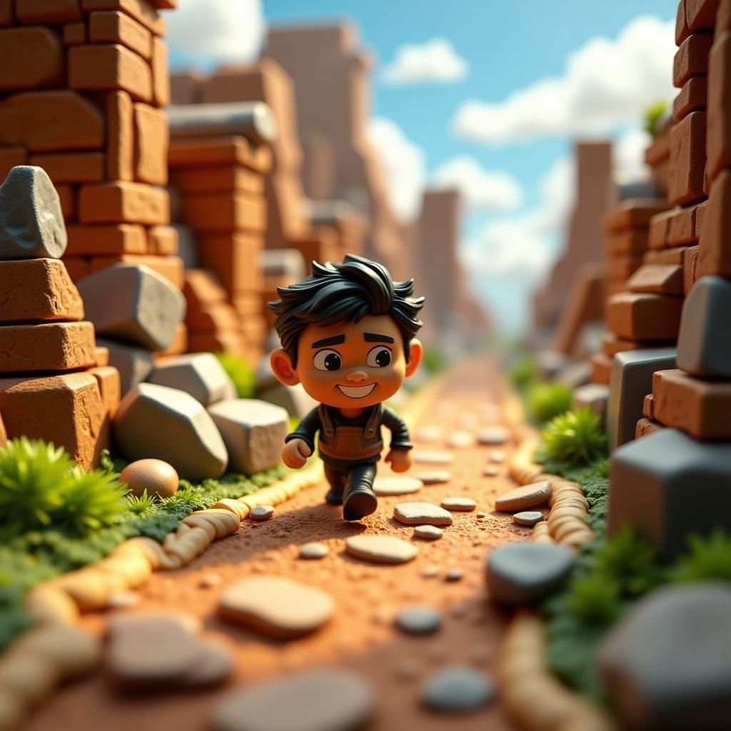 3D Boulder Dash Game in Diorama Style