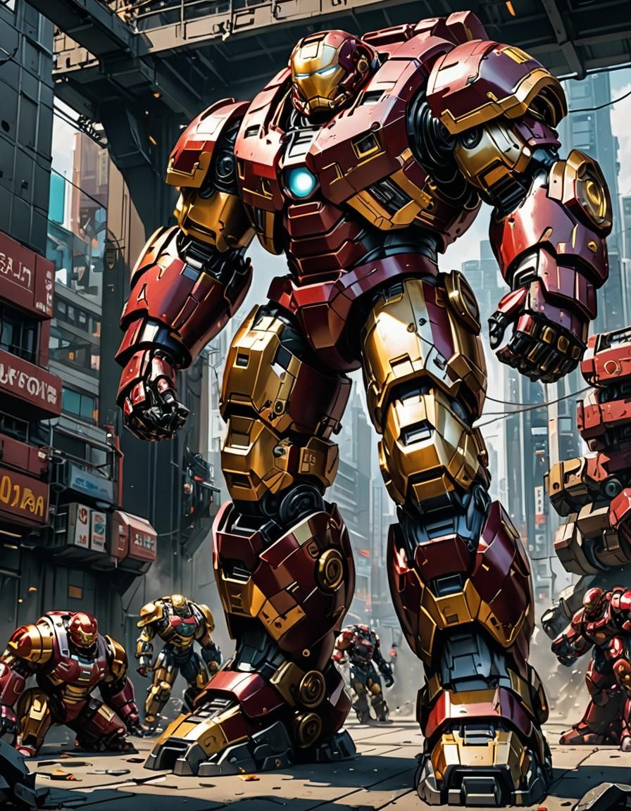 Hulkbuster Mech Suit: Manga Art by Studio Trigger