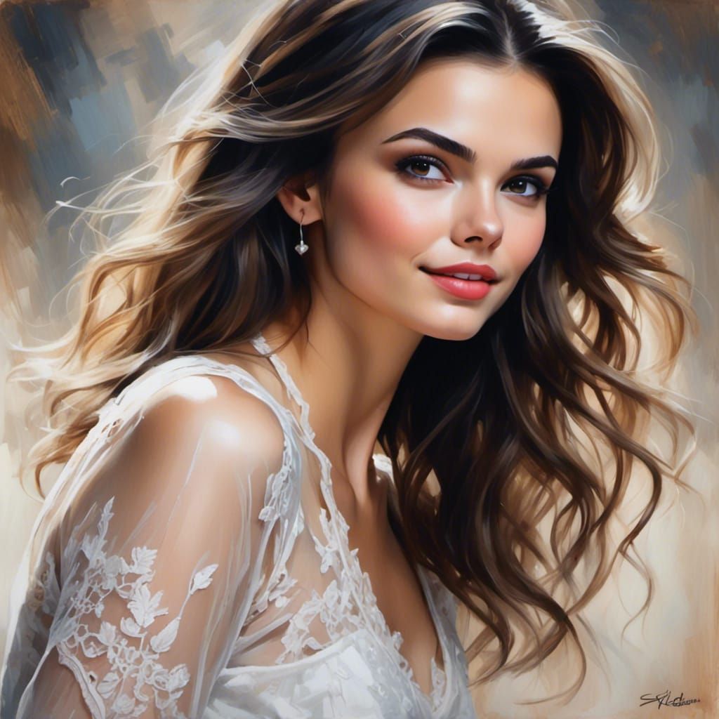 Enchanting Woman: Full-Color Pencil Sketch