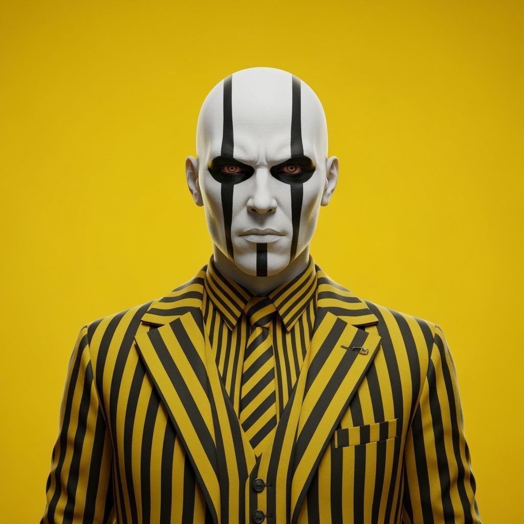 Futuristic Cyberpunk Figure in Yellow & Black Stripes