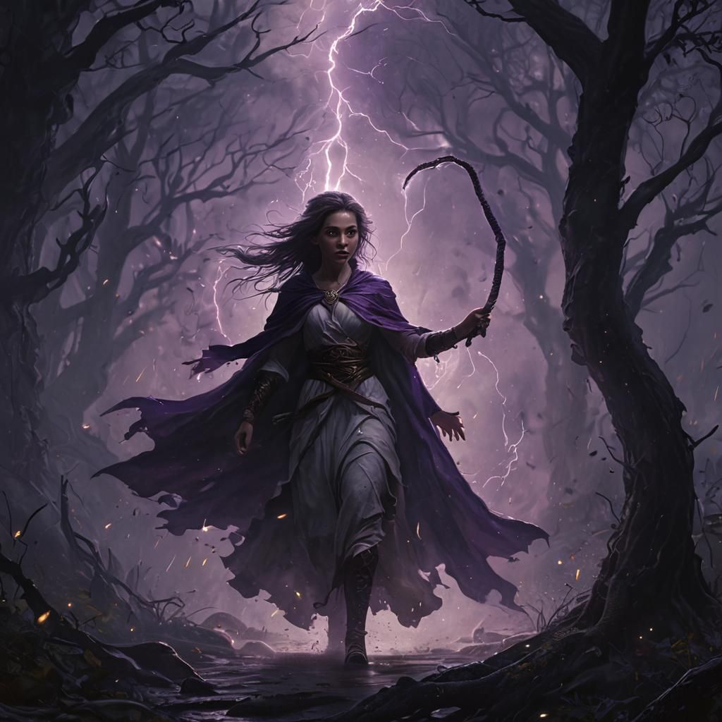 Dark Fae Pursues Child: a Dark Fantasy Concept Art