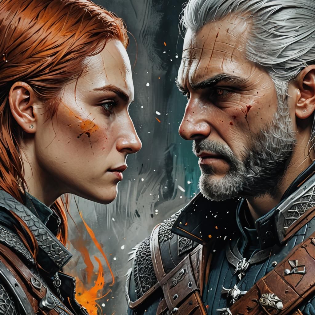 Geralt and Triss: Abstract Art Portrait