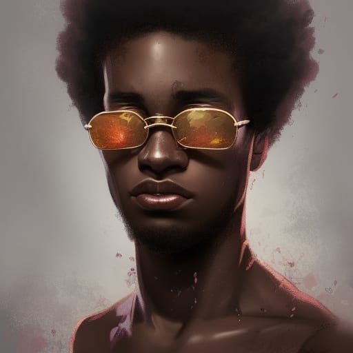 Detailed Portrait of Black Teenager with Afro