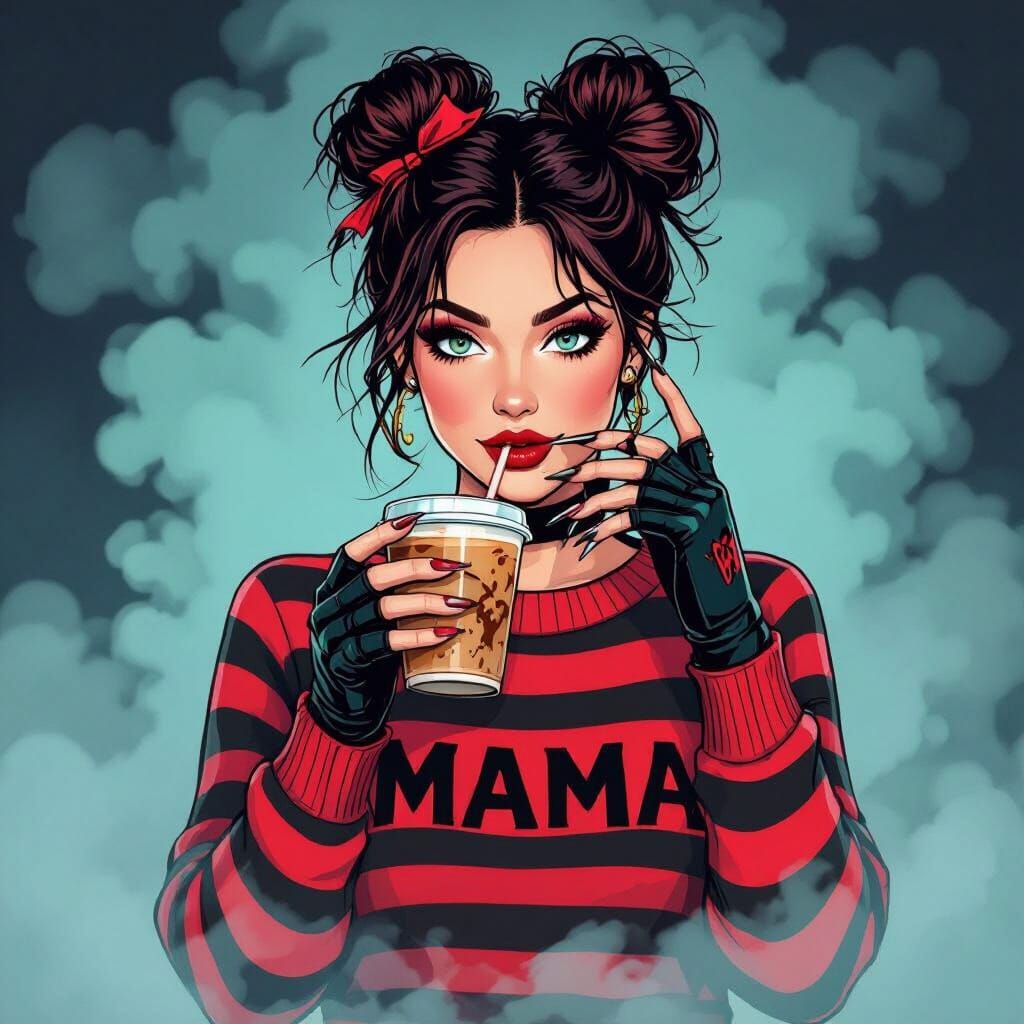 Stylish Mom Freddy Krueger Hybrid in Vector Art