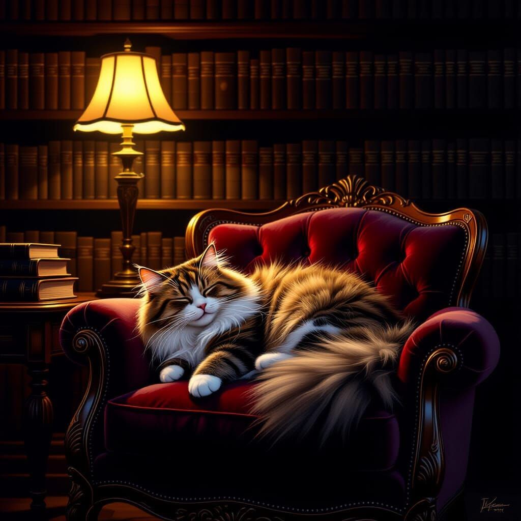 Cozy Cat in Study: Concept Art