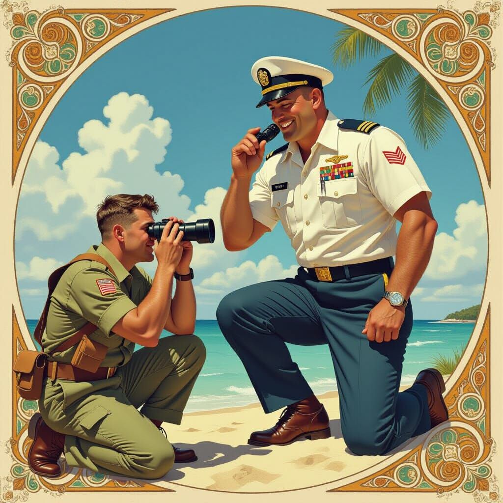 US Navy Officer in Art Nouveau Style