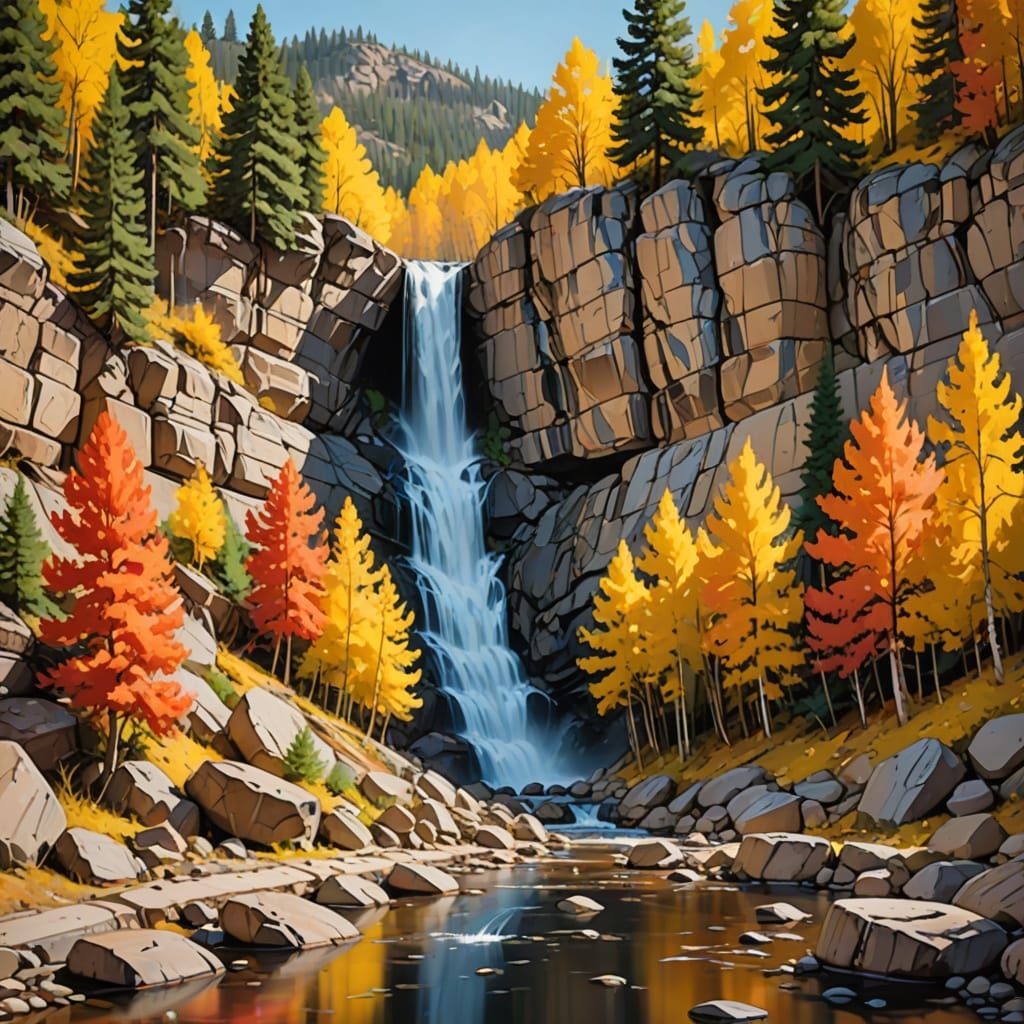 Graffiti Waterfall in Autumn Spearfish Canyon