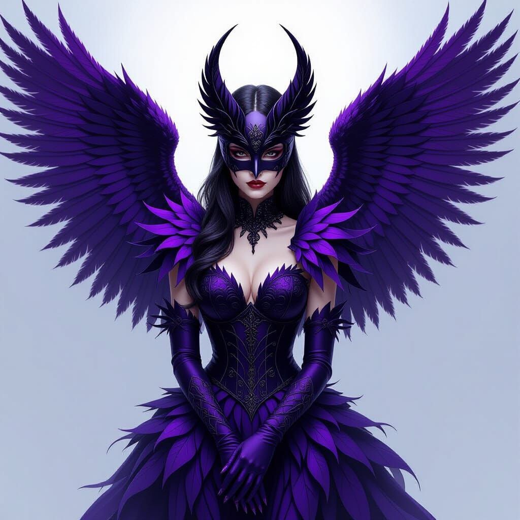 Gothic Fantasy Crow Woman with Talons and Wings