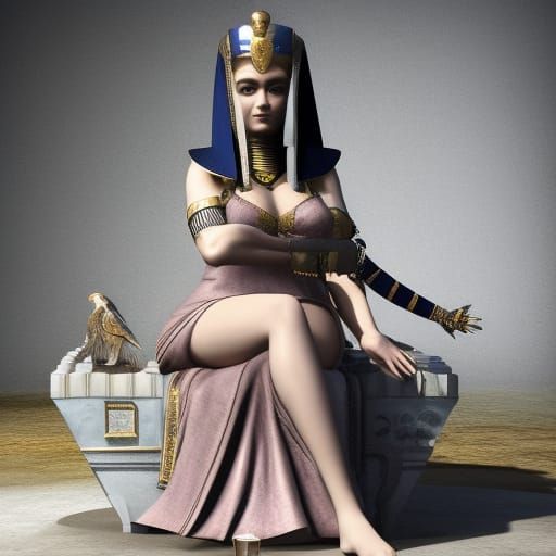 Cleopatra on Egyptian Throne in Fine Art Style