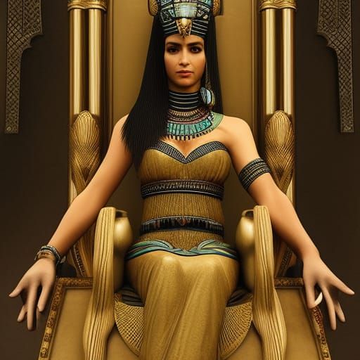 Cleopatra on Egyptian Throne: Editorial Fine Art