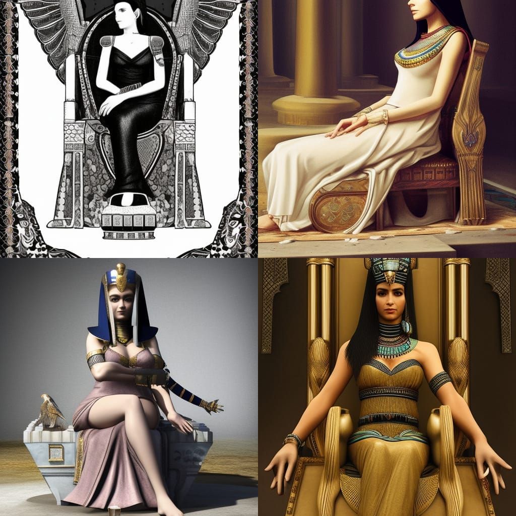 Cleopatra on Egyptian Throne: Fine Art Portrait