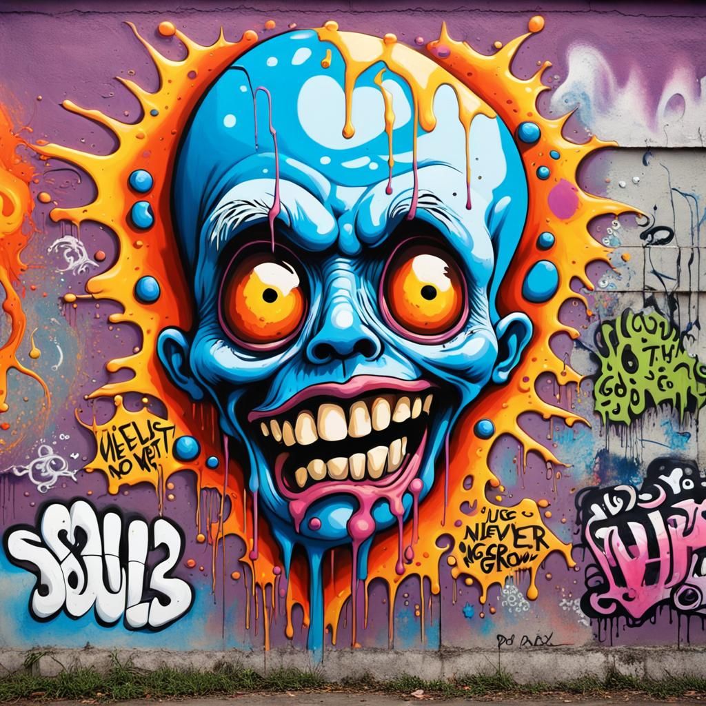 Colorful Polychromatic Graffiti Street Art in Ultra Quality