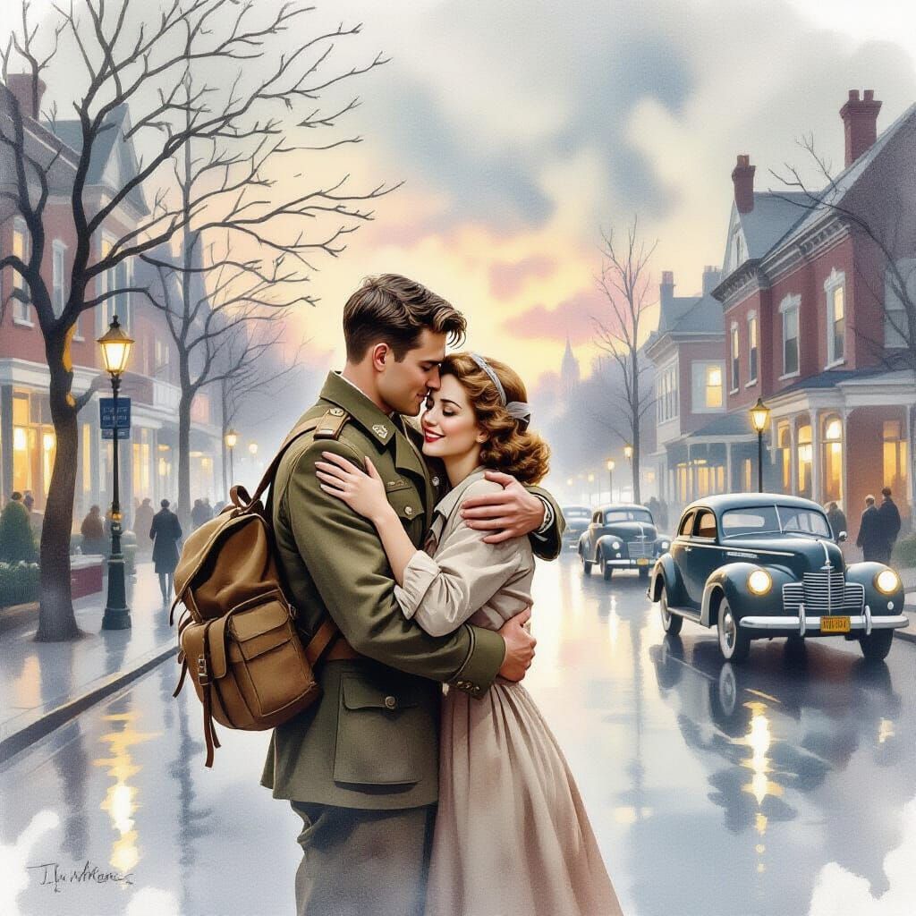 1940s Soldier's Emotional Goodbye to Wife