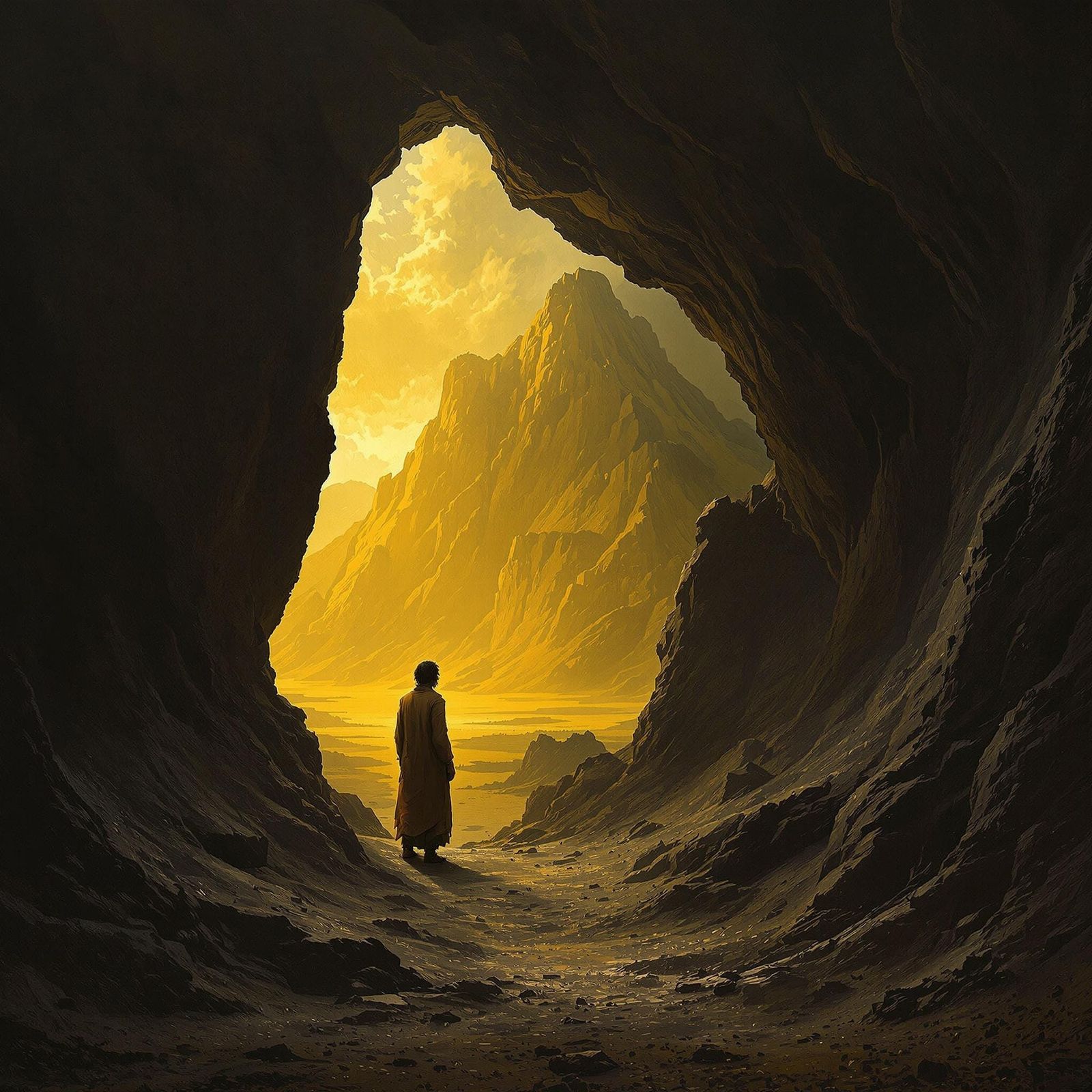 Figure Trapped in Shadows, Yearning for Freedom