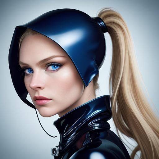 Latex Catsuit Portrait with Dramatic Makeup