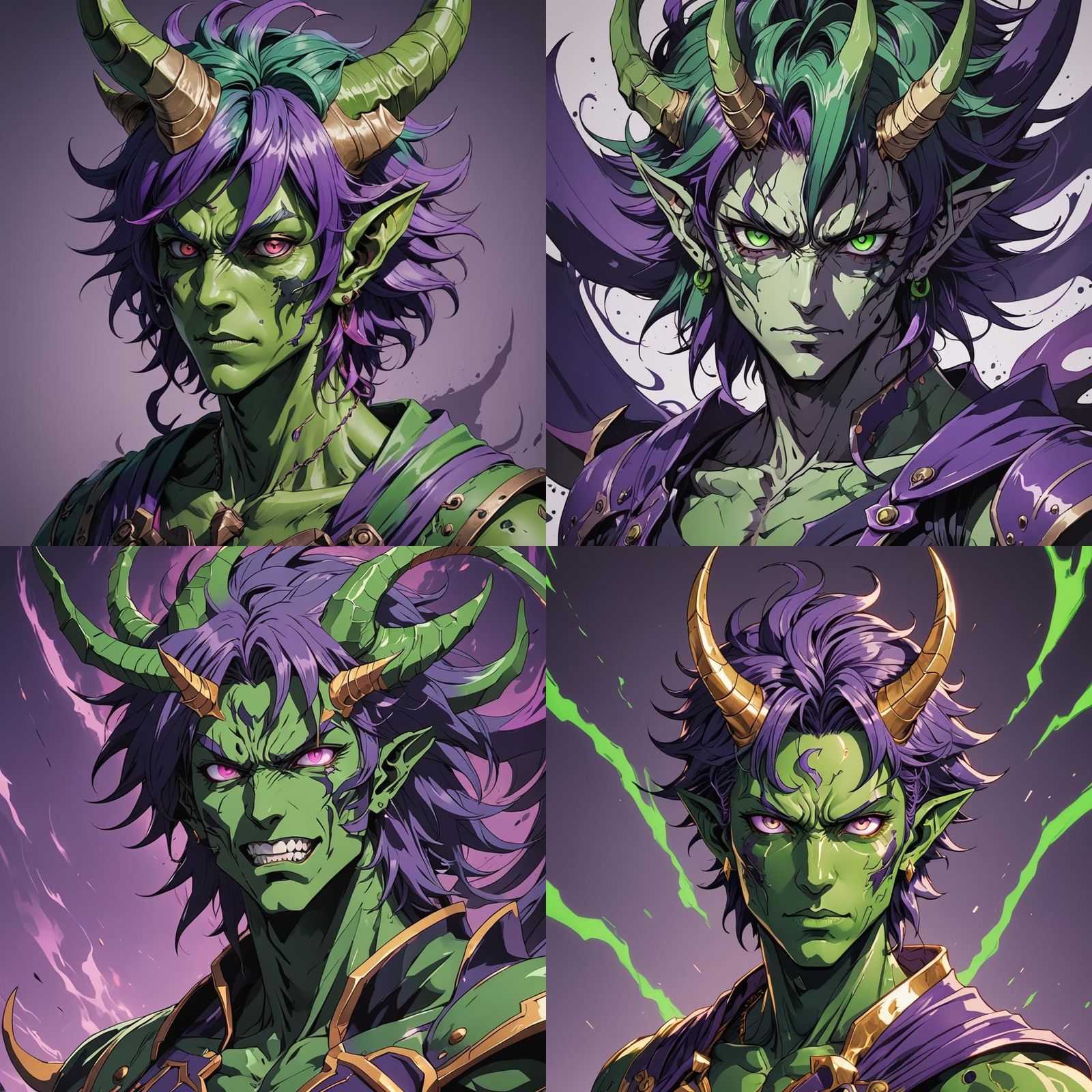 Green Demon Teen in Anime Style