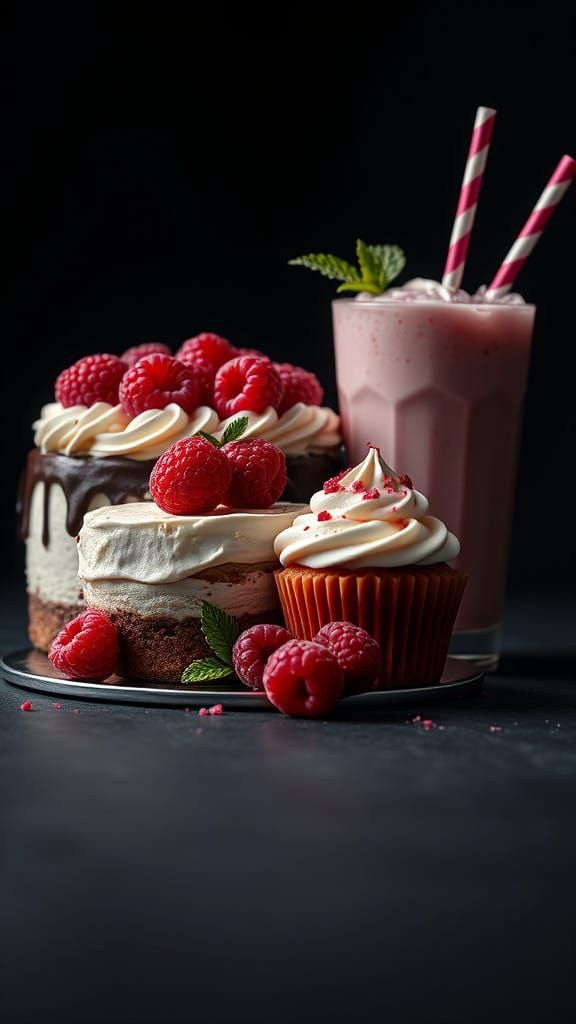 Cinematic Dessert Still Life in a Dark, Moody Atmosphere