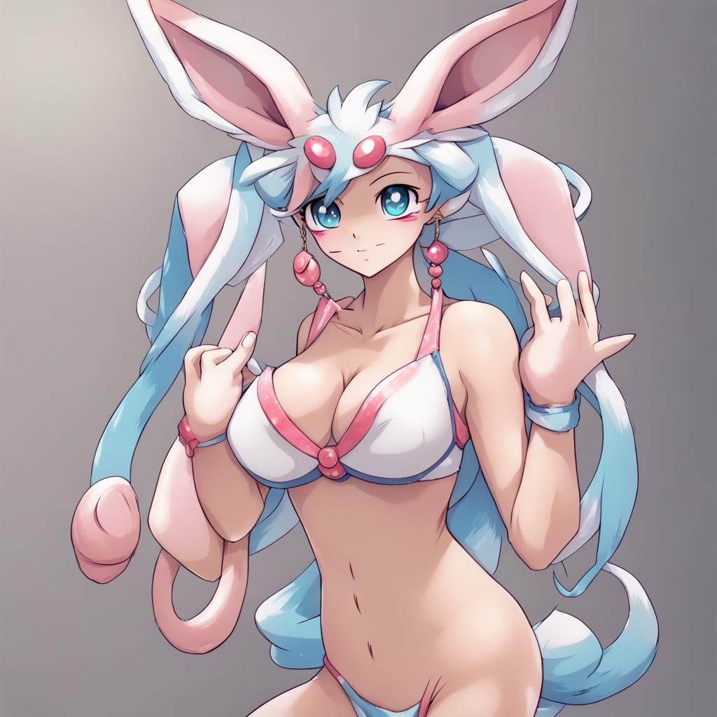 Humanoid Sylveon in Bra