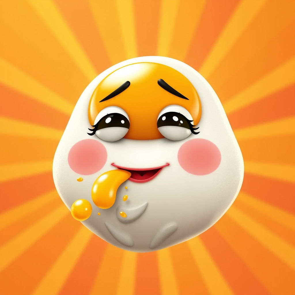 Sneezing Sunny Side Up Egg in Cartoon Style