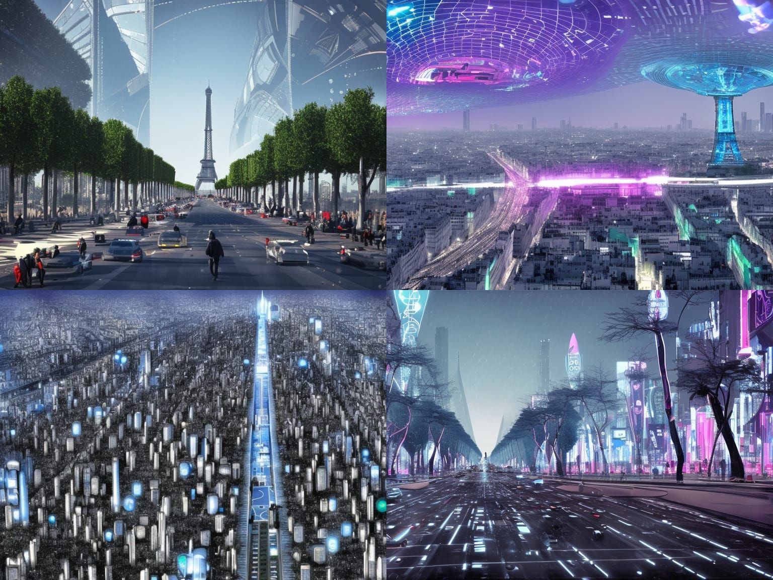 Cyberpunk Champs Elysées: A Futuristic Paris Street