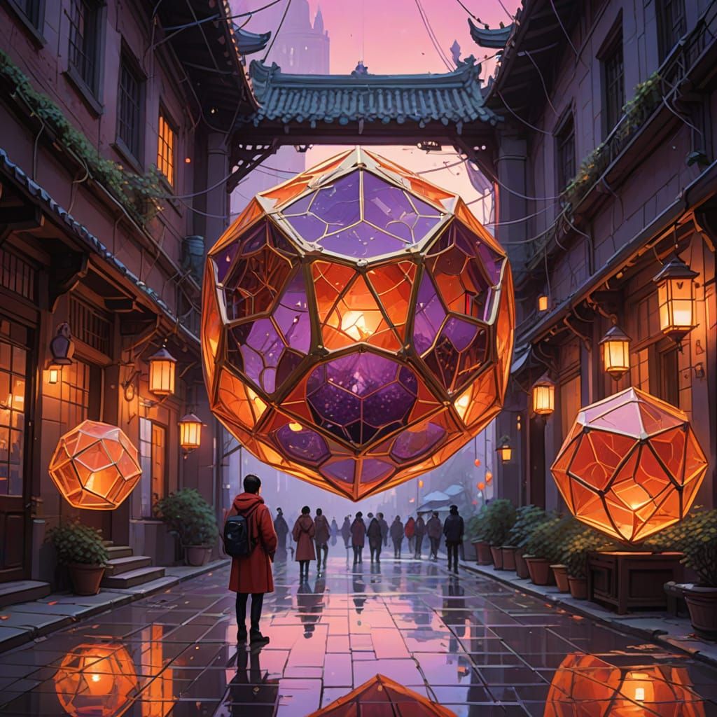 Dodecahedron in City: Feng Zhu Inspired Concept Art
