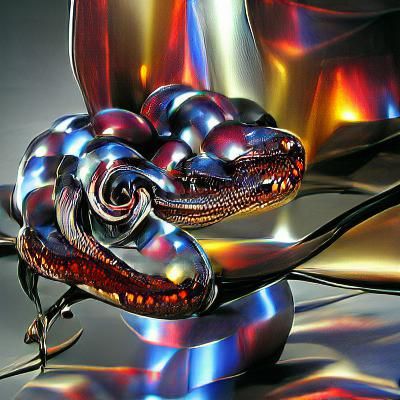 Hyperrealistic Metal Snake in Deepsteel