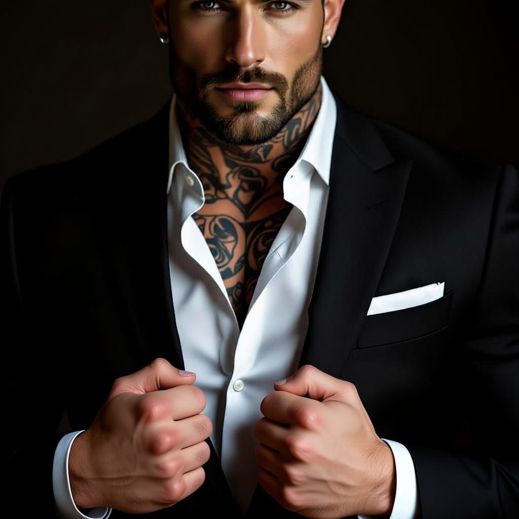 Mafia Romance Cover: Muscular Man in Sharp Suit