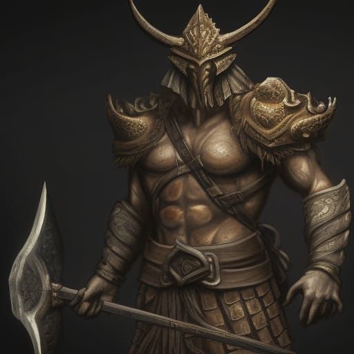 Bronze Armored Centaur Warrior on Hill, Fantasy Art